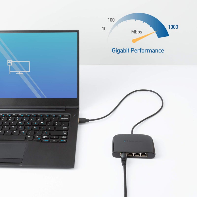 Cable Matters كابل ماترز محول USB إلى مفتاح إيثرنت جيجابت 4 منافذ لمشاركة الشبكة مع التلفاز، الكمبيوتر المحمول، وحدة التحكم في الألعاب، (موزع إيثرنت USB، مفتاح شبكة USBA)  - Image 4